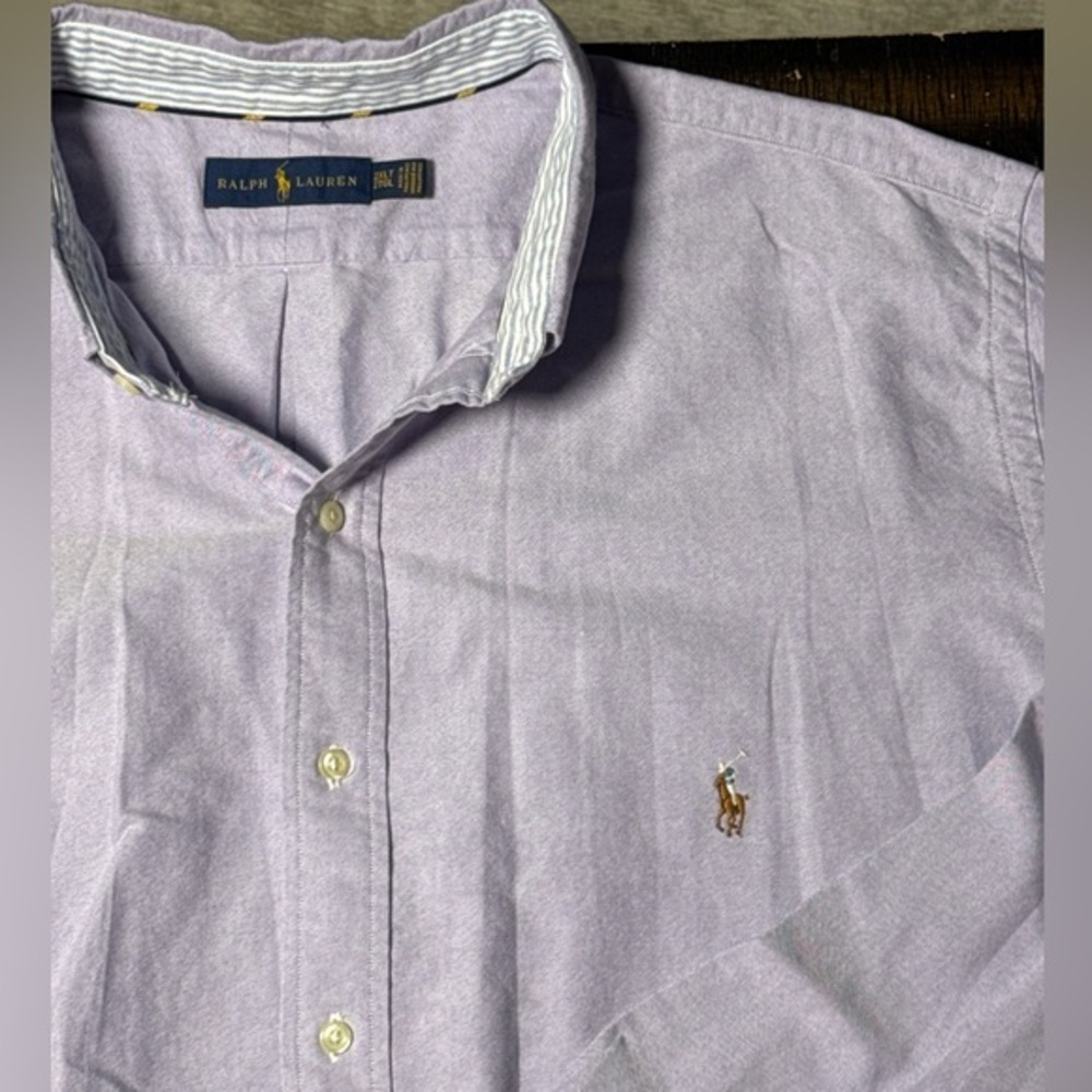 Ralph Lauren shirt Mens 2XL Tall Purple oxford Flesh Pony Preppy